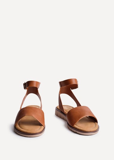 Linzi Nora Sand Faux Leather Footbed Two Part Sandal