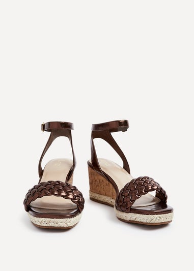 Linzi Regan Bronze Faux Leather Plaited Wedge