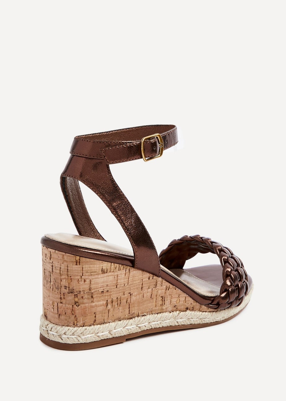 Linzi Regan Bronze Faux Leather Plaited Wedge