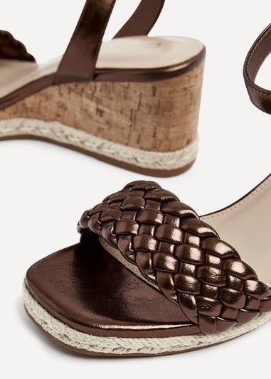 Linzi Regan Bronze Faux Leather Plaited Wedge