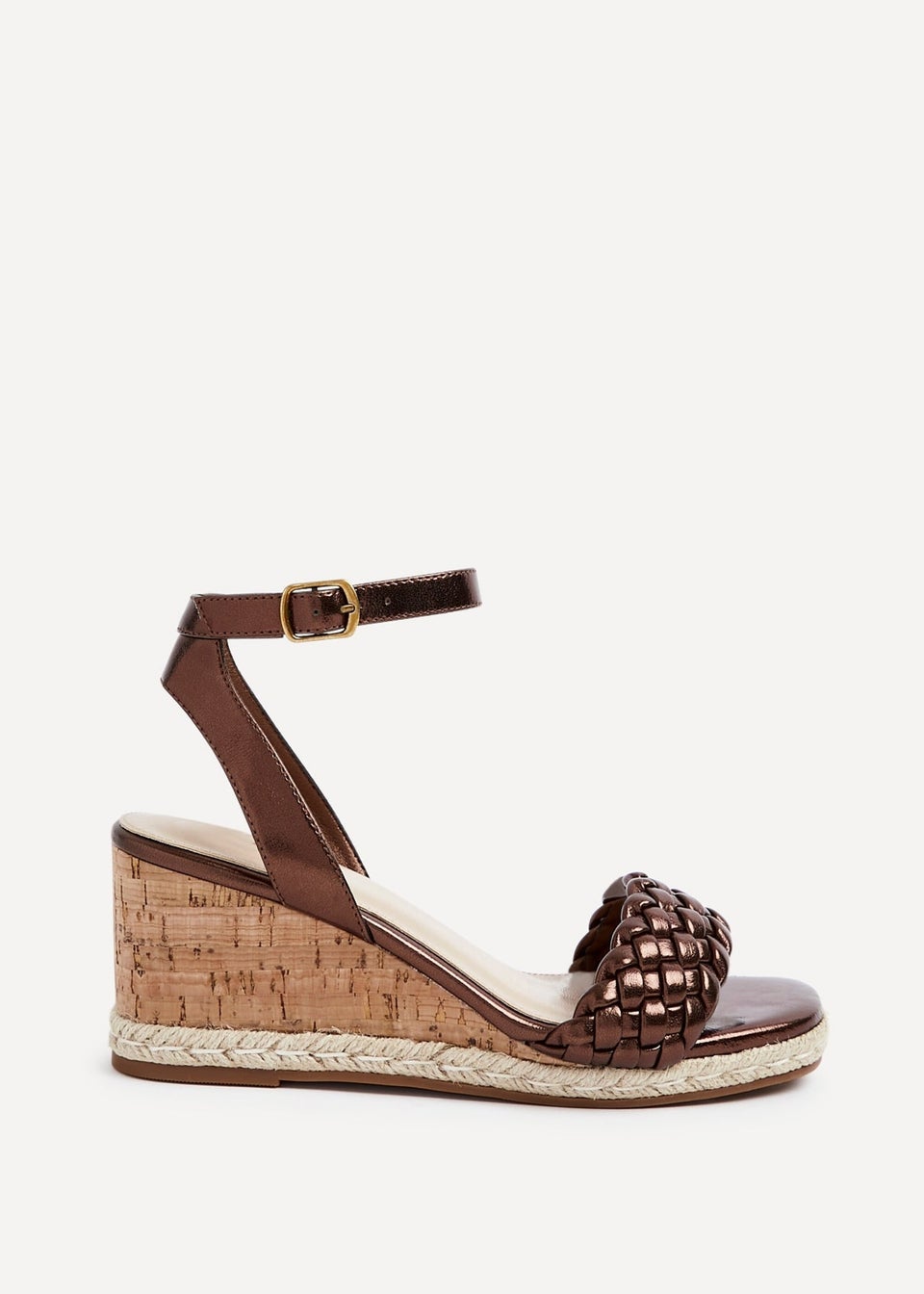 Linzi Regan Bronze Faux Leather Plaited Wedge