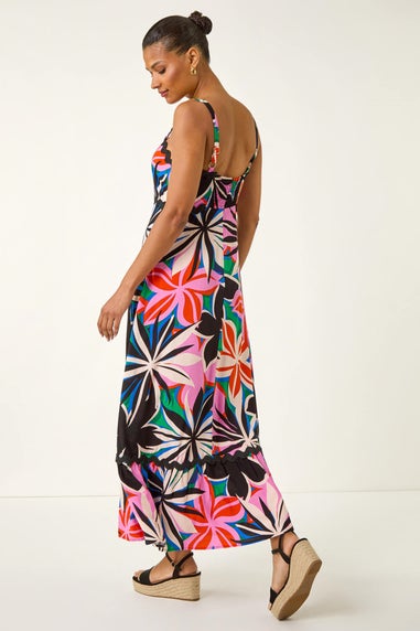 Roman Fuchsia Floral Ric Rac Maxi Dress