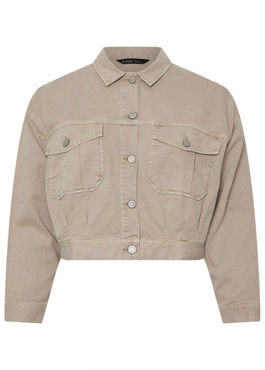 YOURS Curve Brown Cropped Denim Jacket