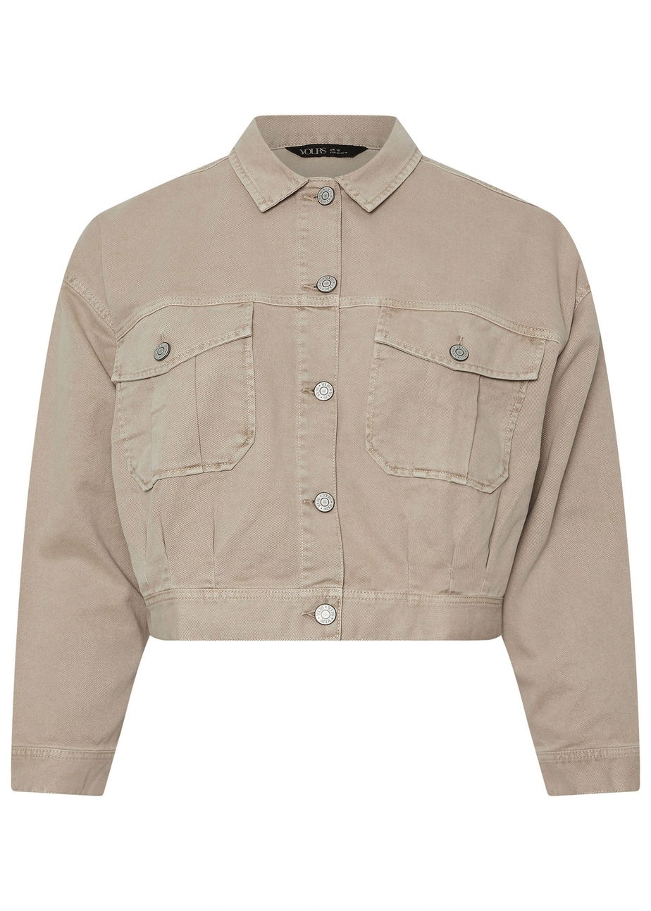 YOURS Curve Brown Cropped Denim Jacket
