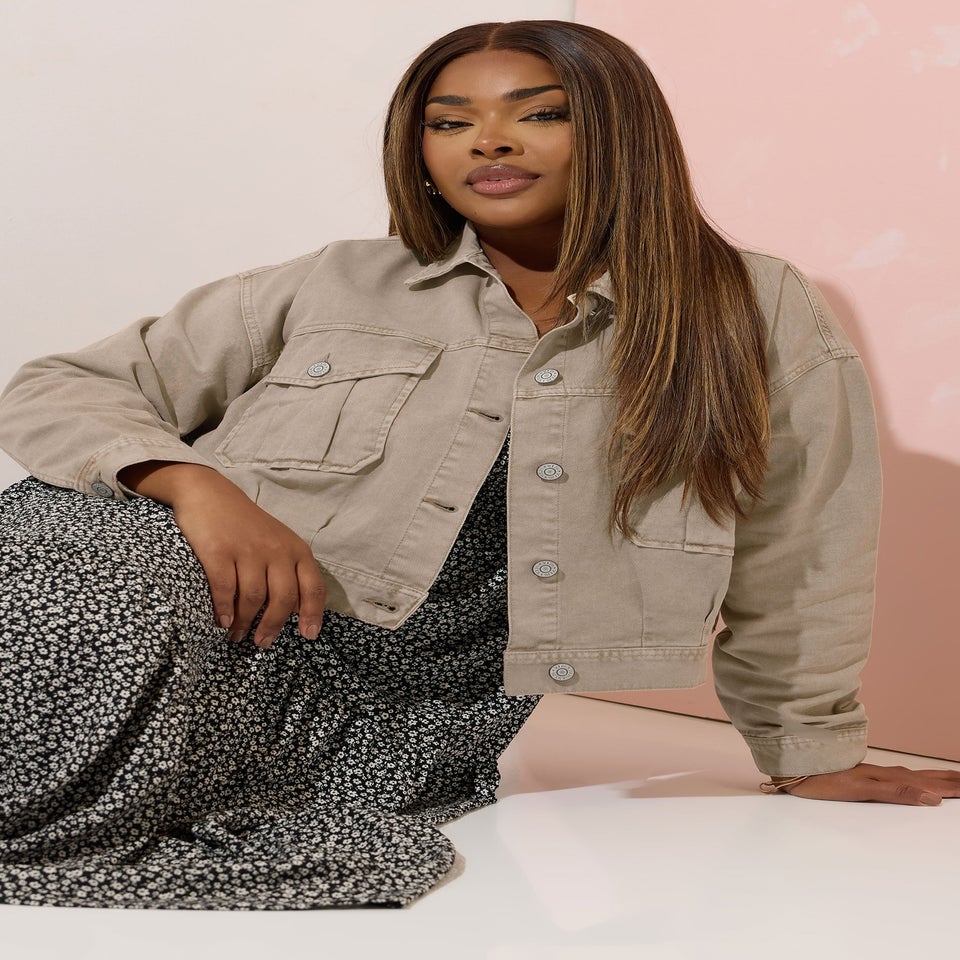 YOURS Curve Brown Cropped Denim Jacket