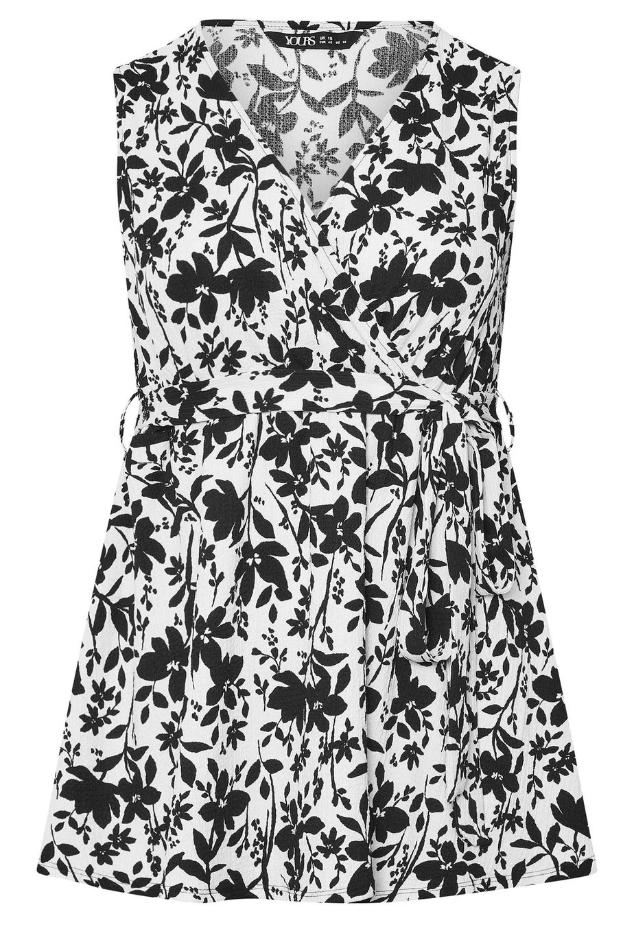 Yours Curve Cream Floral Sleeveless Wrap Top