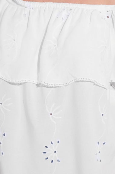 Yours Curve White Broderie Anglaise Bardot Top