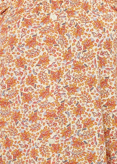 Yours Curve Orange Textured Leaf Print Bardot Top