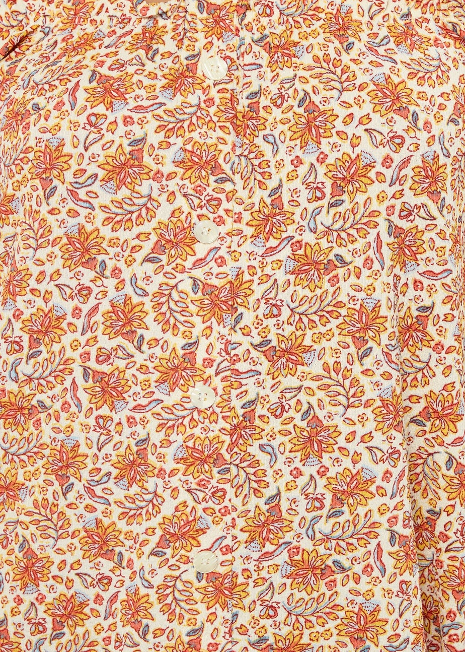 Yours Curve Orange Textured Leaf Print Bardot Top