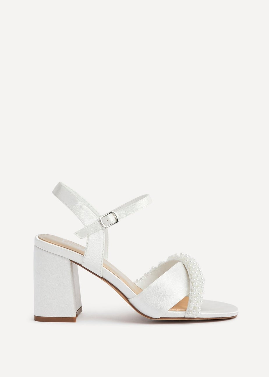 Linzi Devotion Wide Fit Ivory Satin Pearl Heels