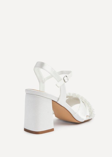 Linzi Devotion Wide Fit Ivory Satin Pearl Heels