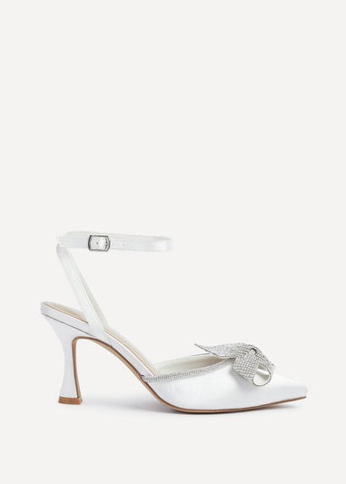 Linzi Angela Ivory Satin Diamante Bow Detail Court Heel