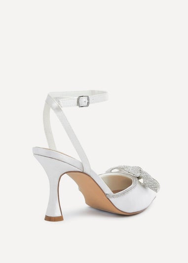 Linzi Angela Ivory Satin Diamante Bow Detail Court Heel