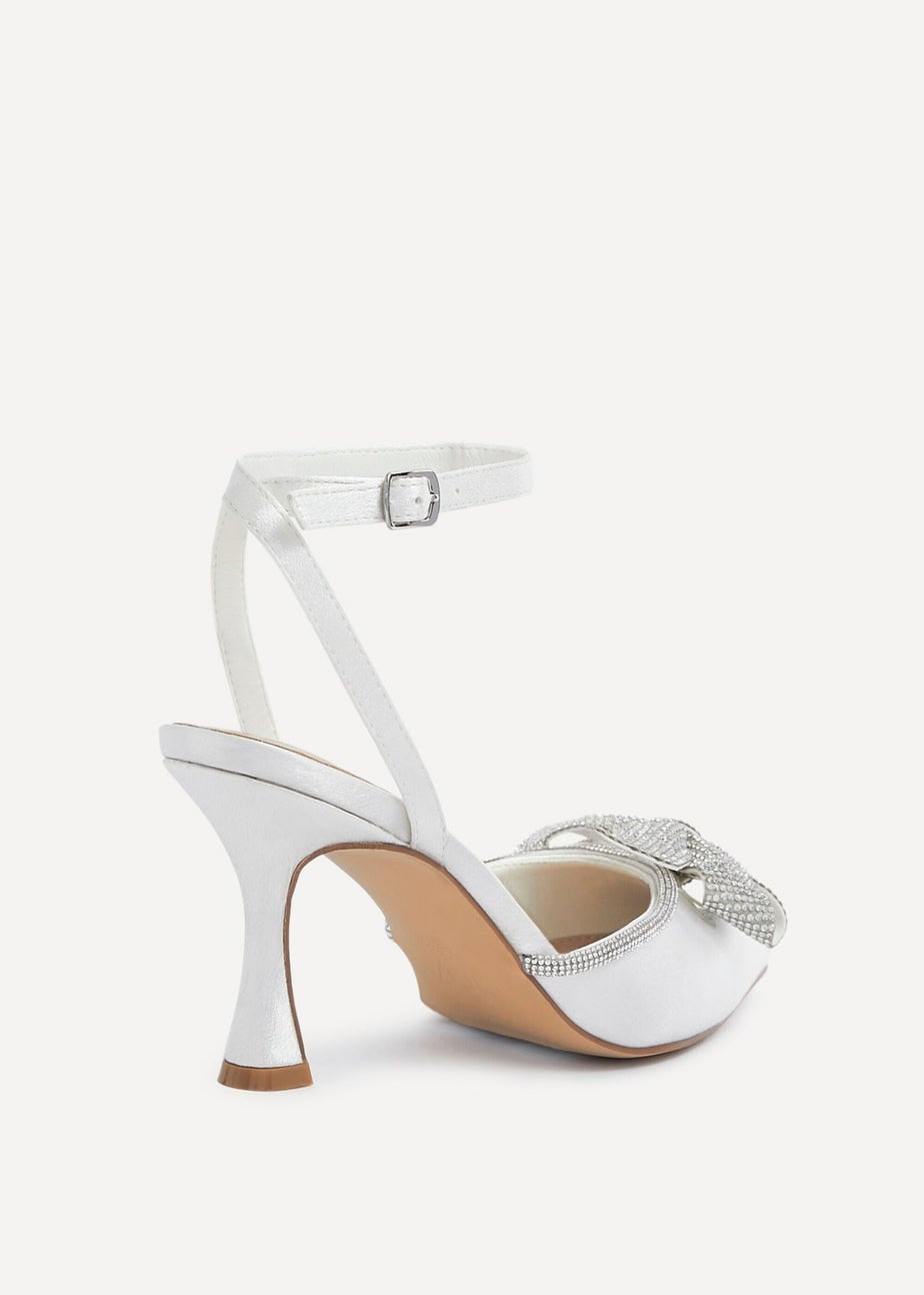Linzi Angela Ivory Satin Diamante Bow Detail Court Heel