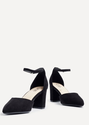 Linzi Davina Wide Fit Black Faux Suede Court Heel