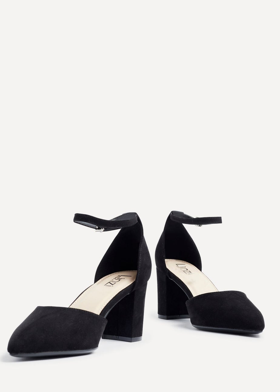 Linzi Davina Wide Fit Black Faux Suede Court Heel