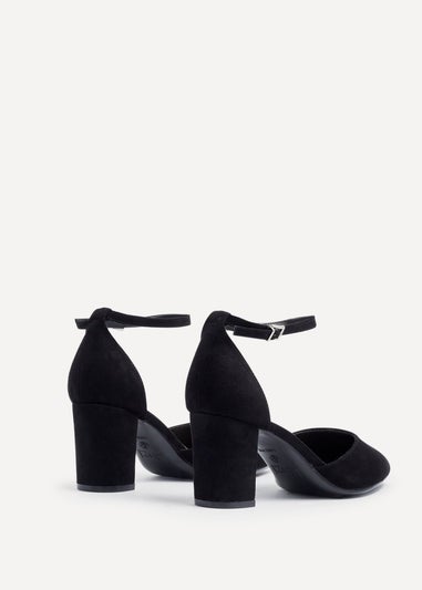 Linzi Davina Wide Fit Black Faux Suede Court Heel