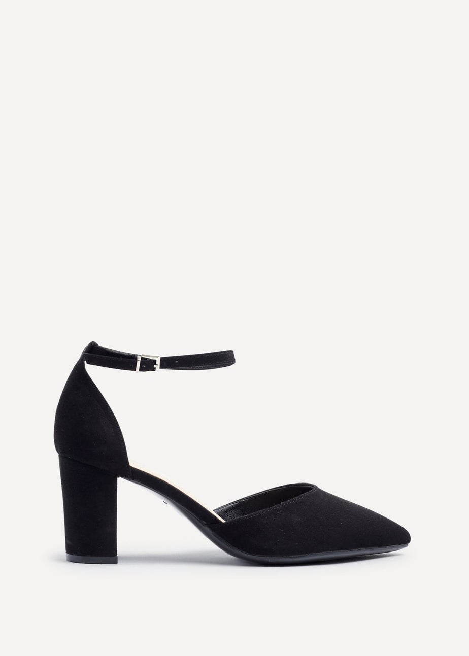 Linzi Davina Wide Fit Black Faux Suede Court Heel