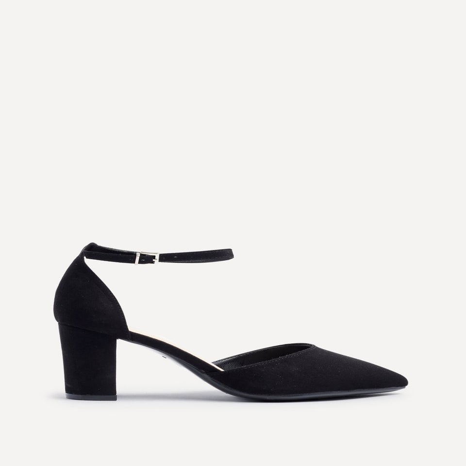 Linzi Davina Wide Fit Black Faux Suede Court Heel