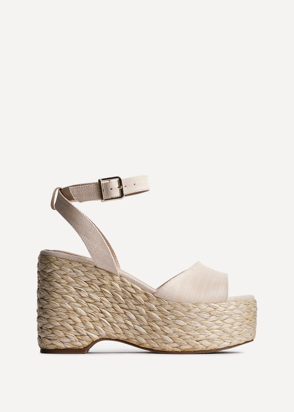 Linzi Pacific Beige Textured Espadrille Platform Wedge