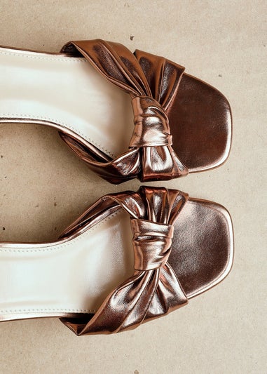 Linzi Charlotte Bronze Faux Leather Knotted Heels