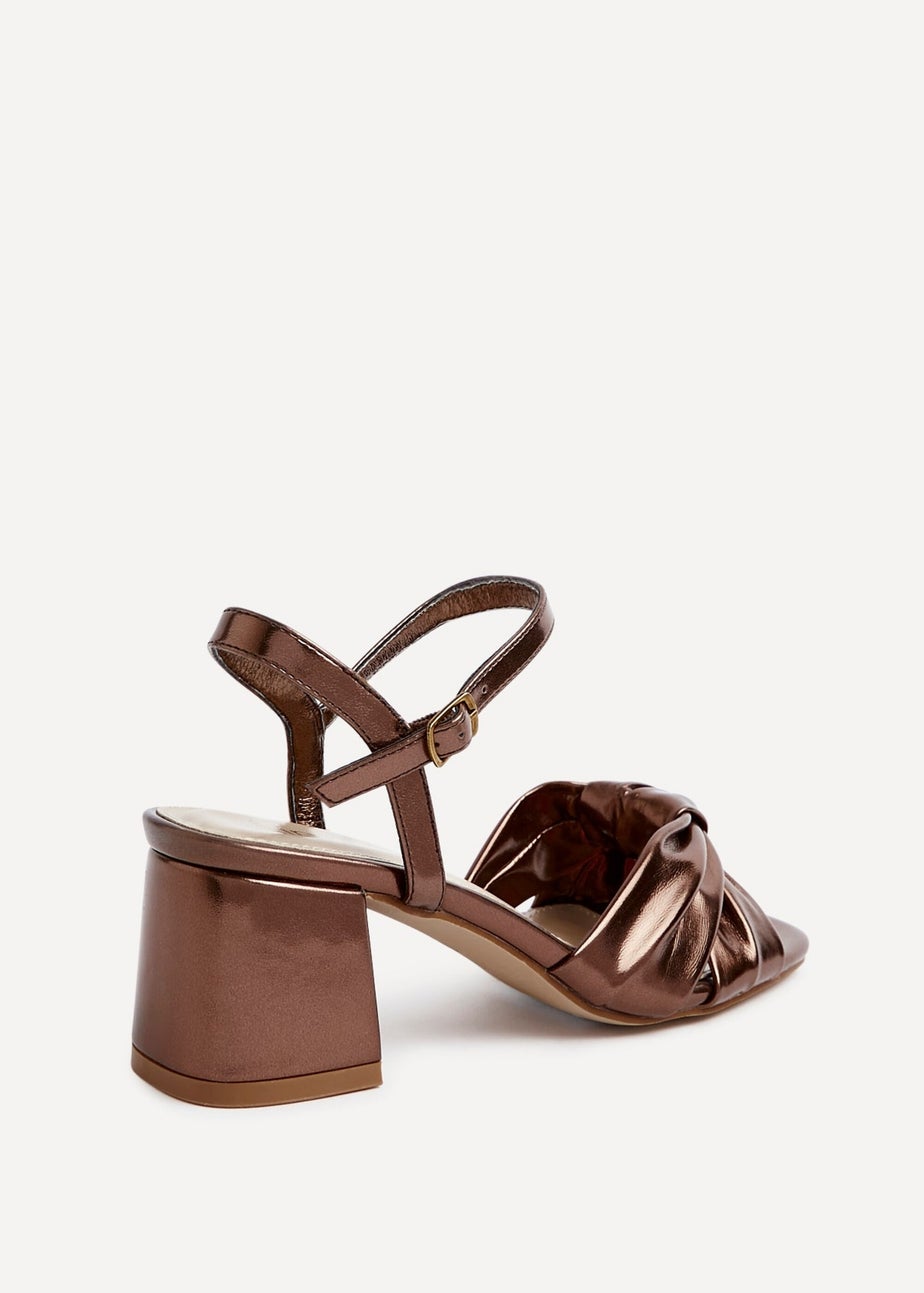 Linzi Charlotte Bronze Faux Leather Block Heeled Sandal