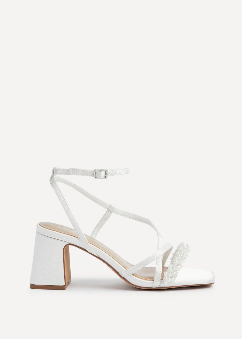 Linzi Maisie Ivory Satin Strappy Heeled Sandal