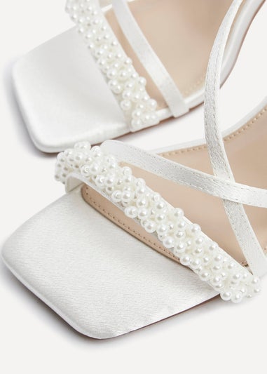 Linzi Maisie Ivory Satin Strappy Heeled Sandal