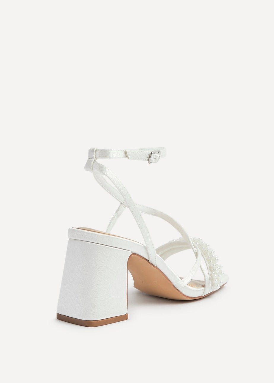 Linzi Maisie Ivory Satin Strappy Heeled Sandal