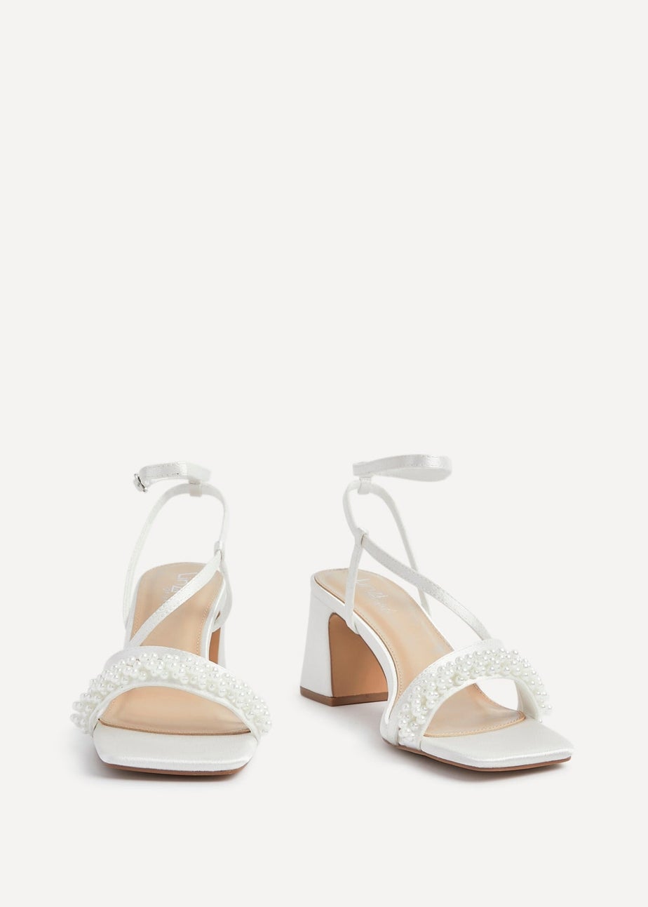Linzi Maisie Ivory Satin Strappy Heeled Sandal