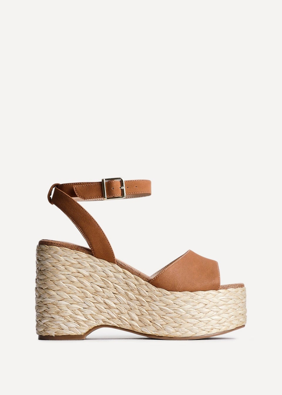 Linzi Pacific Tan Faux Suede Espadrille Platform Wedge