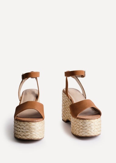 Linzi Pacific Tan Faux Suede Espadrille Platform Wedge