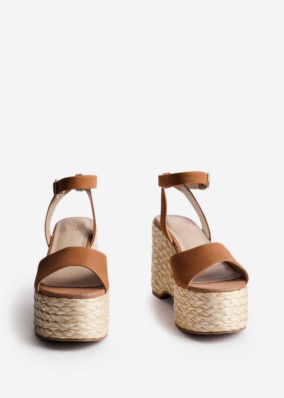 Linzi Pacific Tan Faux Suede Espadrille Platform Wedge