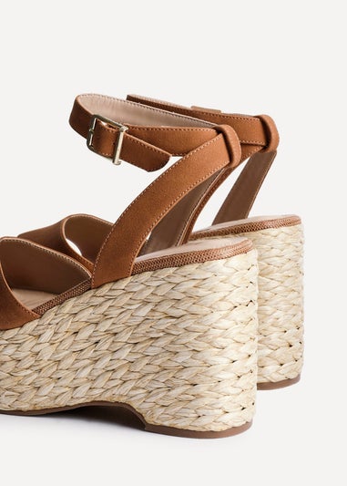 Linzi Pacific Tan Faux Suede Espadrille Platform Wedge