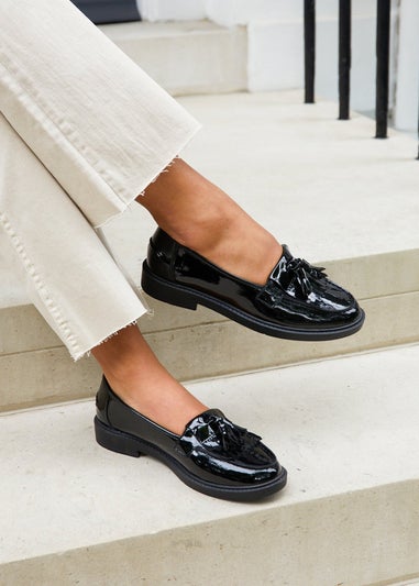 Linzi Rosemary Black Patent Classic Slip On Loafer