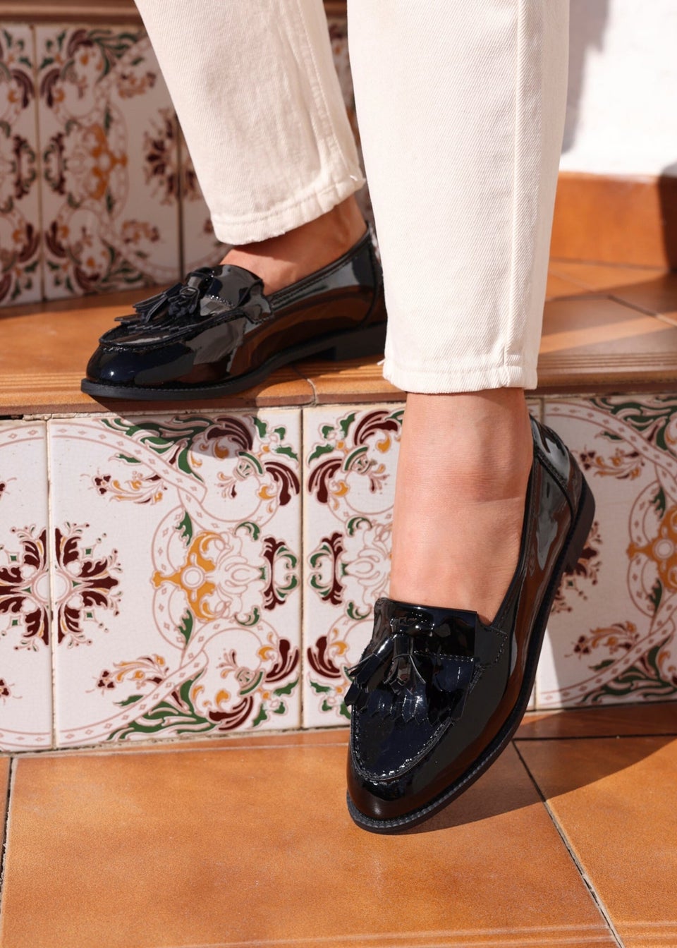 Linzi Rosemary Black Patent Classic Slip On Loafer