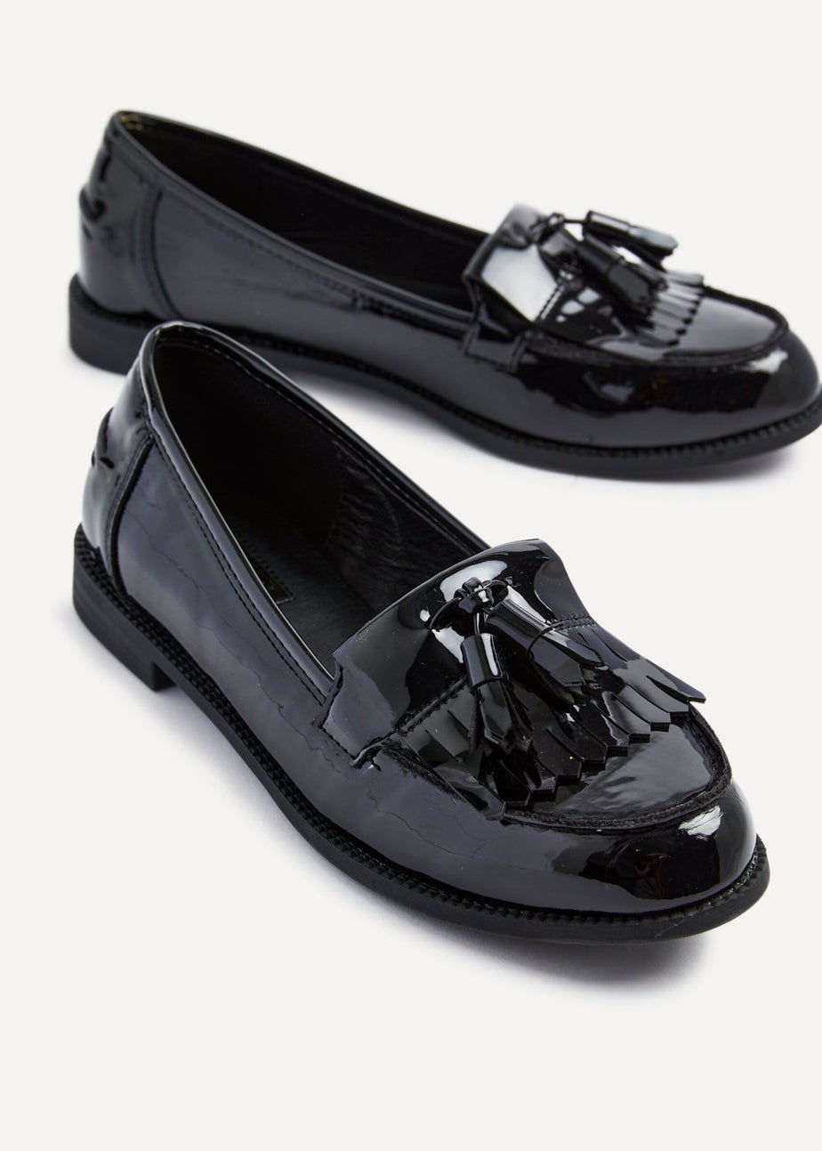 Linzi Rosemary Black Patent Classic Slip On Loafer