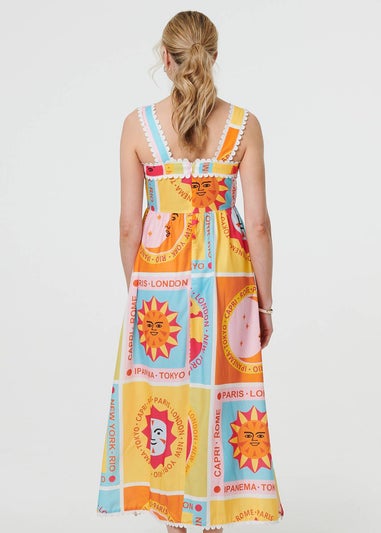 Izabel London Orange Patchwork Print Sleeveless Maxi Dress