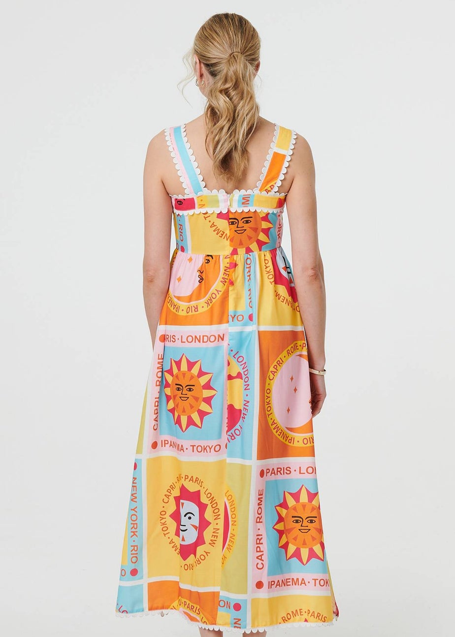 Izabel London Orange Patchwork Print Sleeveless Maxi Dress