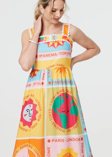 Izabel London Orange Patchwork Print Sleeveless Maxi Dress