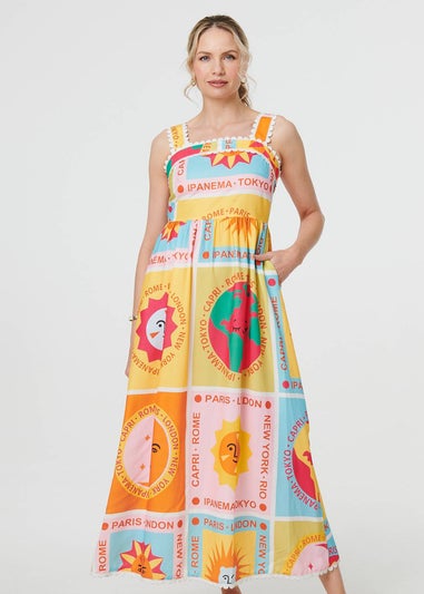 Izabel London Orange Patchwork Print Sleeveless Maxi Dress