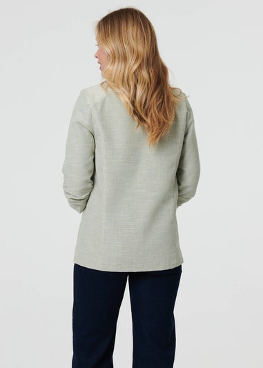 Izabel London Green Checked 3/4 Sleeve Button Front Blazer