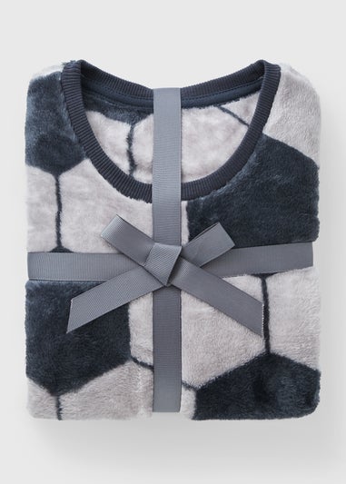 Boys Grey Football Fleece Pyjama Set (7-13yrs)