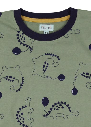 Lilly & Sid Multicoloured Dinosaur & Stripe Print Top 2 Pack (0-8 Years)