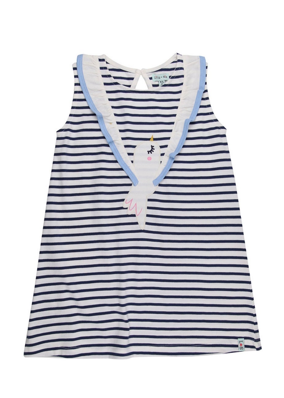 Lilly & Sid Organic Cotton Multicoloured Betty Bird Applique Dress (0-8 Years)