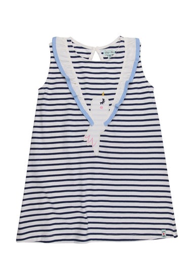 Lilly & Sid Organic Cotton Multicoloured Betty Bird Applique Dress (0-8 Years)