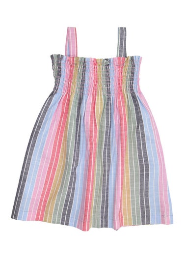 Lilly & Sid Organic Cotton Multicoloured Rainbow Stripe Print Dress (0-8 Years)