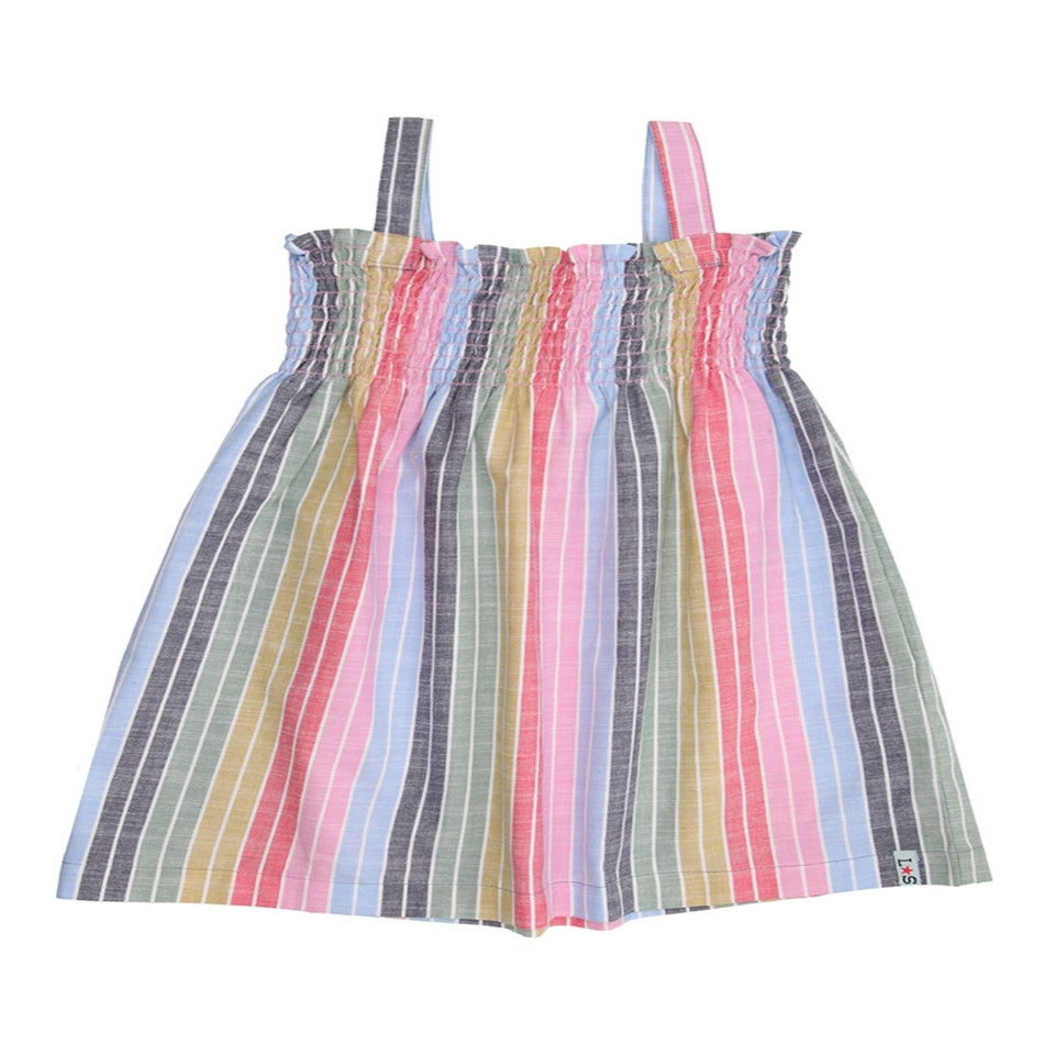 Lilly & Sid Organic Cotton Multicoloured Rainbow Stripe Print Dress (0-8 Years)