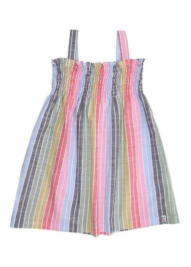 Lilly & Sid Organic Cotton Multicoloured Rainbow Stripe Print Dress (0-8 Years)