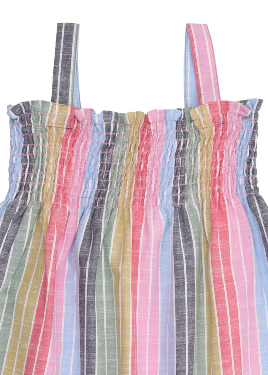 Lilly & Sid Organic Cotton Multicoloured Rainbow Stripe Print Dress (0-8 Years)